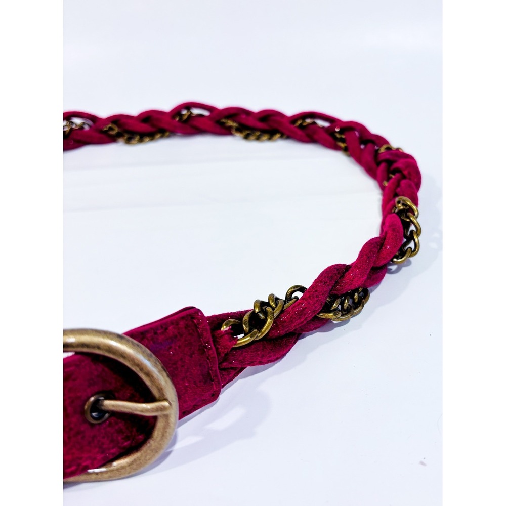 MATT & NAT Raspberry braided belt | Chain detail statement | Large - Picture 3 of 6